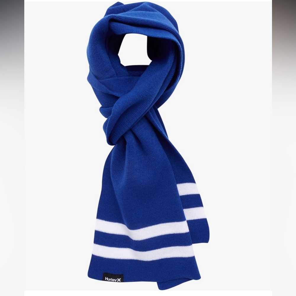 Hurley New York Scarf Royal Blue White Stripe One Size NEW